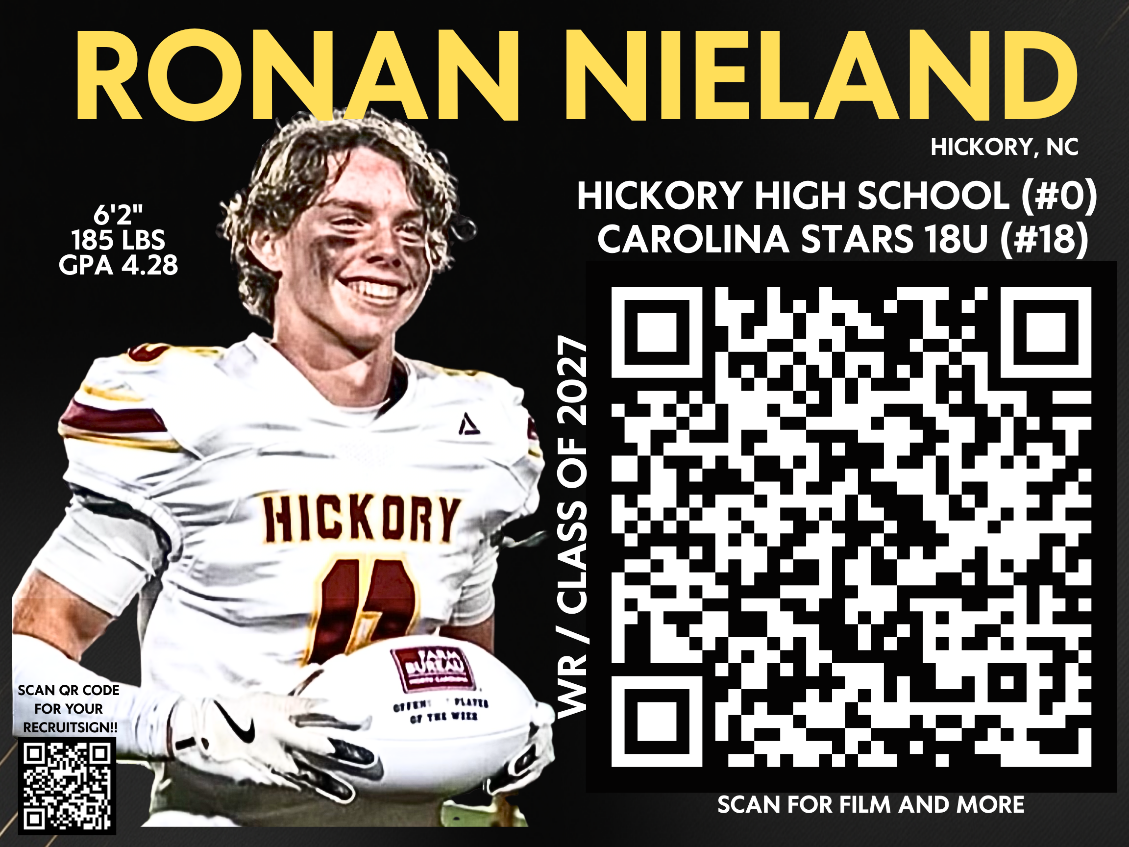 Player Recruitment Yard Sign with Personal QR Highlight Billboard